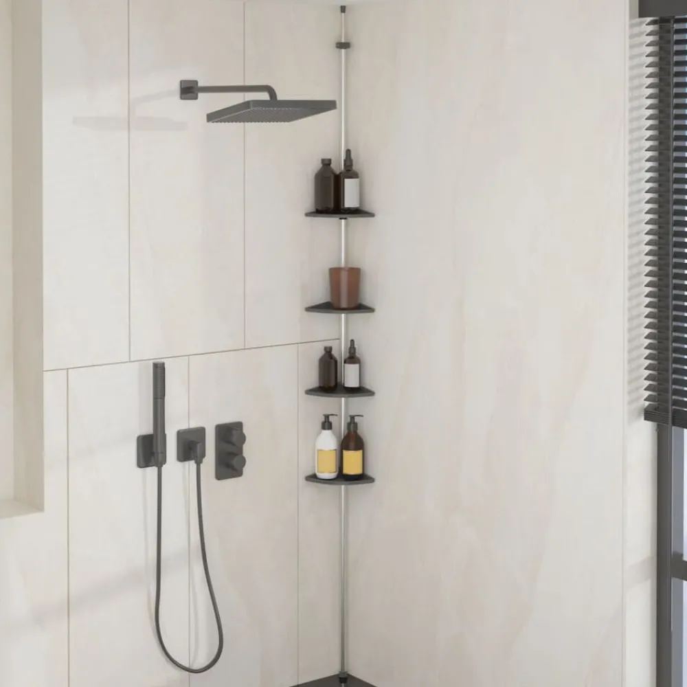 vidaXL Étagère d’angle de douche télescopique à 4 niveaux Argenté