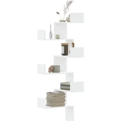 vidaXL Étagère d'angle murale 45x45x147 cm bois d'ingénierie