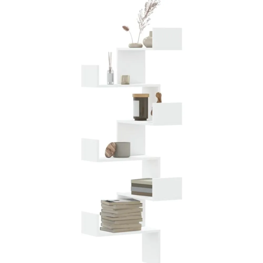vidaXL Étagère d'angle murale 45x45x147 cm bois d'ingénierie