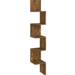 Étagères-vidaXL Étagère d'angle murale Chêne fumé 20x20x127,5cm Bois ingénierie Chêne fumé