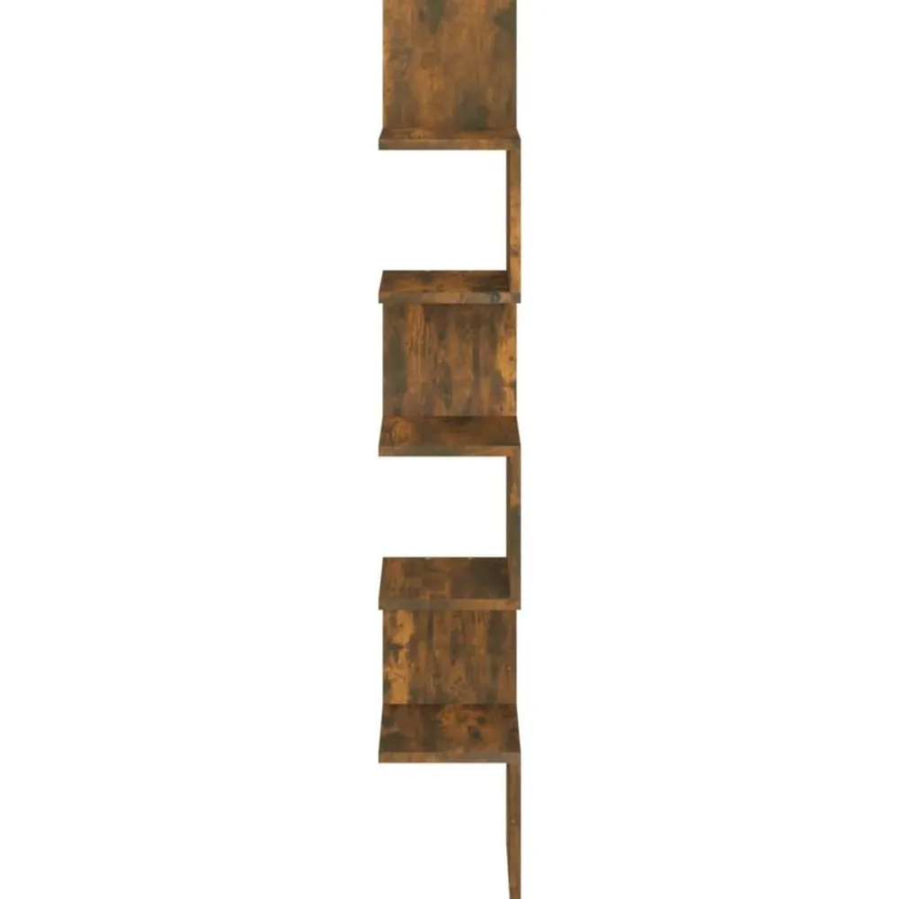 Étagères-vidaXL Étagère d'angle murale Chêne fumé 20x20x127,5cm Bois ingénierie Chêne fumé