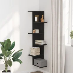 vidaXL Étagère d'angle murale 36,5x36,5x140 cm bois d'ingénierie