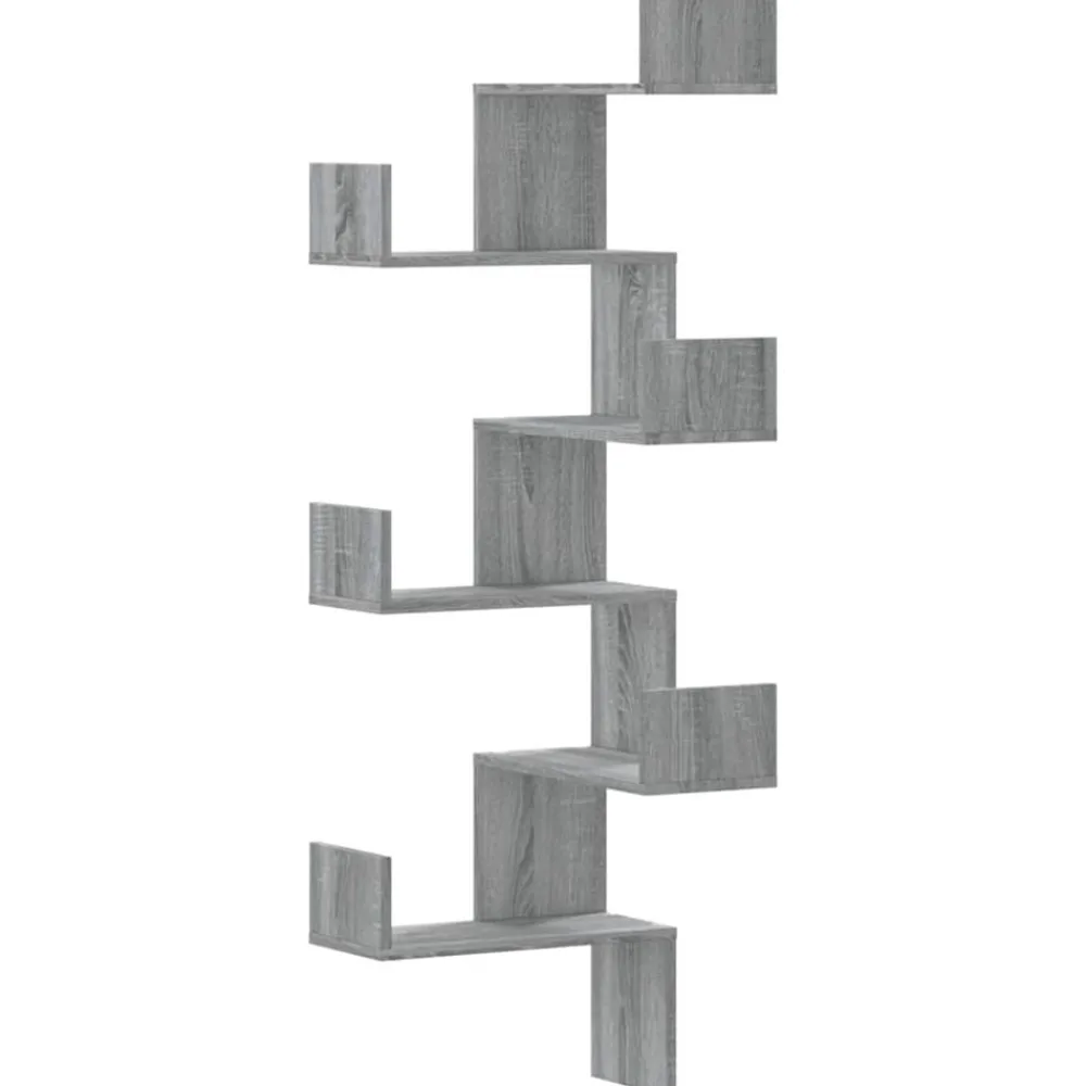 Étagères-vidaXL Étagère d'angle murale 45x45x147cm bois ingénierie Sonoma gris