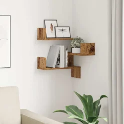 Étagères-vidaXL Étagère d'angle murale 40x40x49,5 cm bois ingénierie Vieux bois