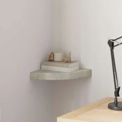 Étagères-vidaXL Étagère d'angle murale 25x25x3,8 cm MDF Gris béton