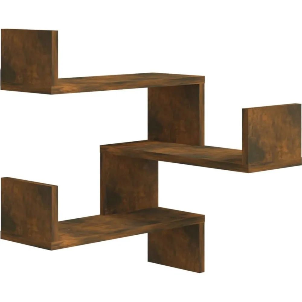 vidaXL Étagère d'angle murale Chêne fumé 40x40x50 cm Bois d'ingénierie