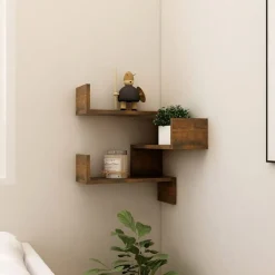 vidaXL Étagère d'angle murale Chêne fumé 40x40x50 cm Bois d'ingénierie