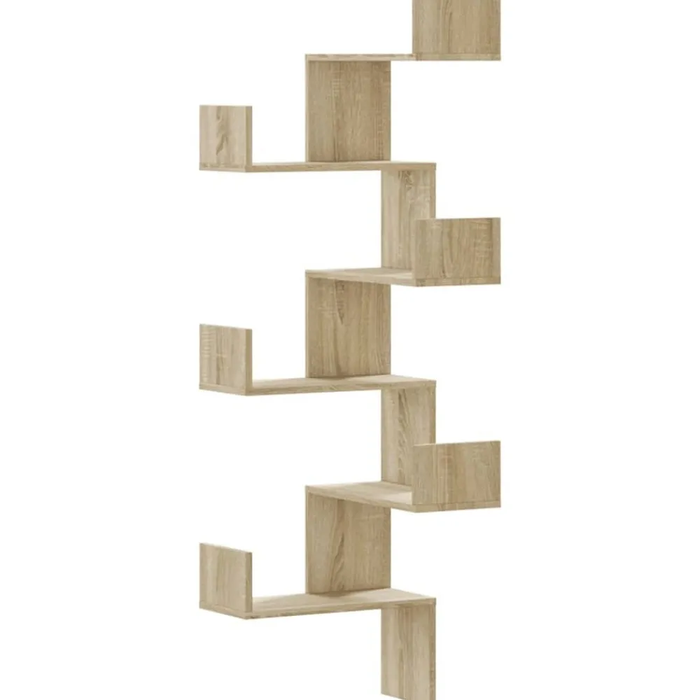 Étagères-vidaXL Étagère d'angle murale chêne sonoma 45x45x147cm bois ingénierie Chêne sonoma