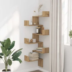 Étagères-vidaXL Étagère d'angle murale chêne artisanal bois d'ingénierie Chêne
