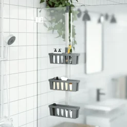 vidaXL Étagère de douche suspendue 30x15x(67-105) cm aluminium