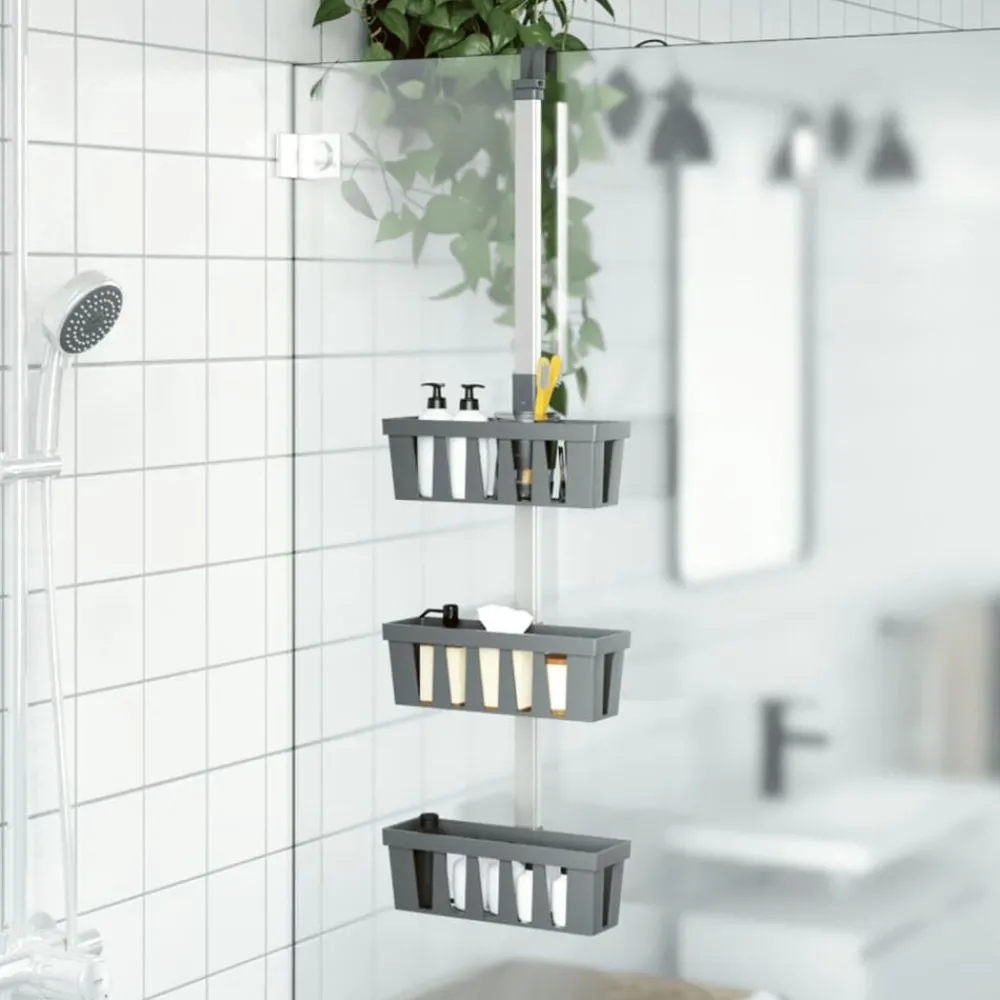 vidaXL Étagère de douche suspendue 30x15x(67-105) cm aluminium