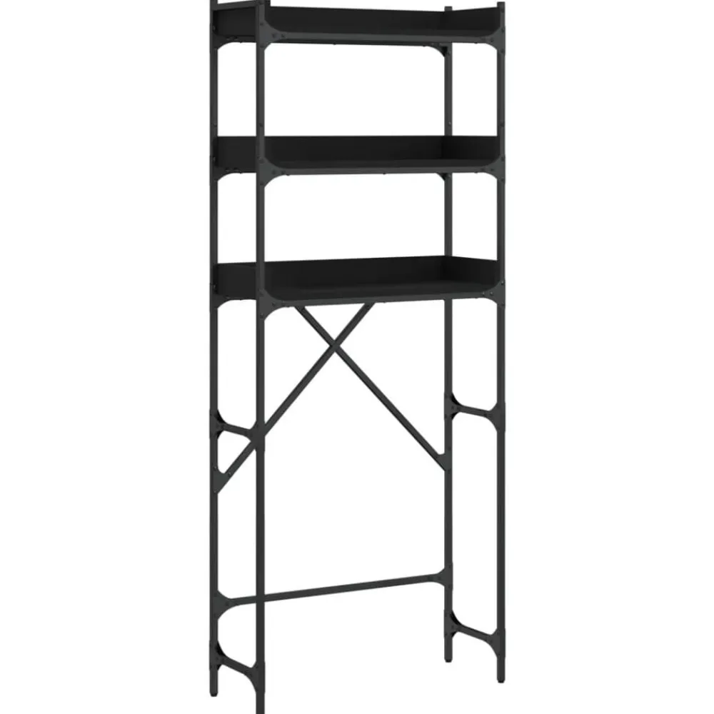 Accessoires Pour Appareils Électroménagers-vidaXL Étagère de lave-linge 67x25x163 cm bois d'ingénierie Noir