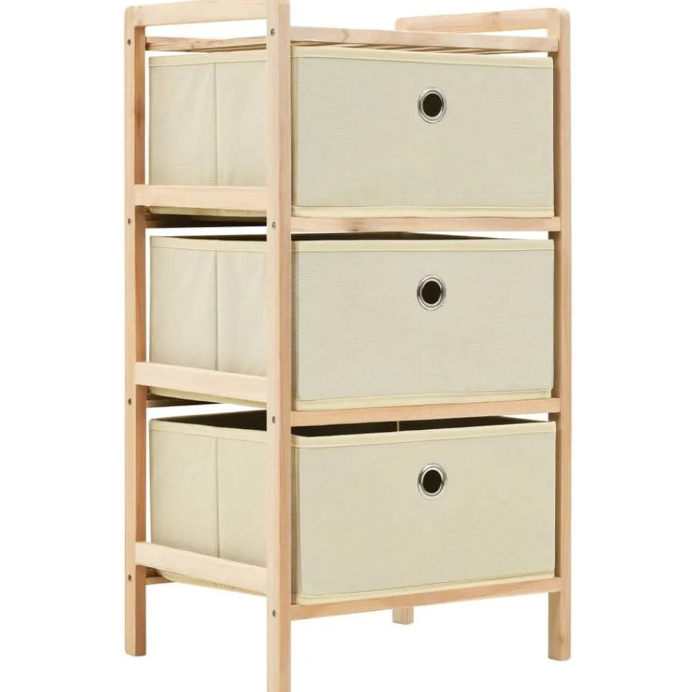 vidaXL Étagère de rangement 3 paniers Tissu Bois de cèdre Beige