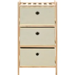 vidaXL Étagère de rangement 3 paniers Tissu Bois de cèdre Beige