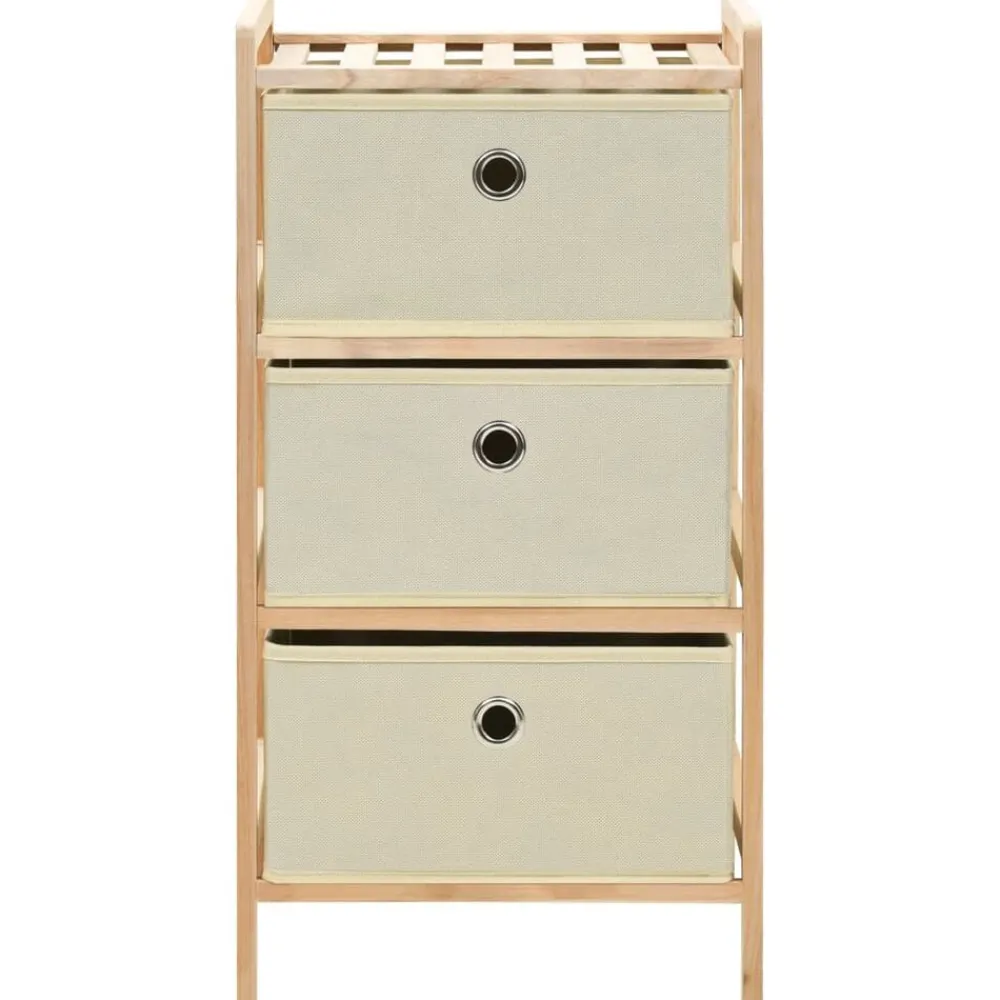 vidaXL Étagère de rangement 3 paniers Tissu Bois de cèdre Beige