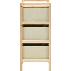 vidaXL Étagère de rangement 3 paniers Tissu Bois de cèdre Beige