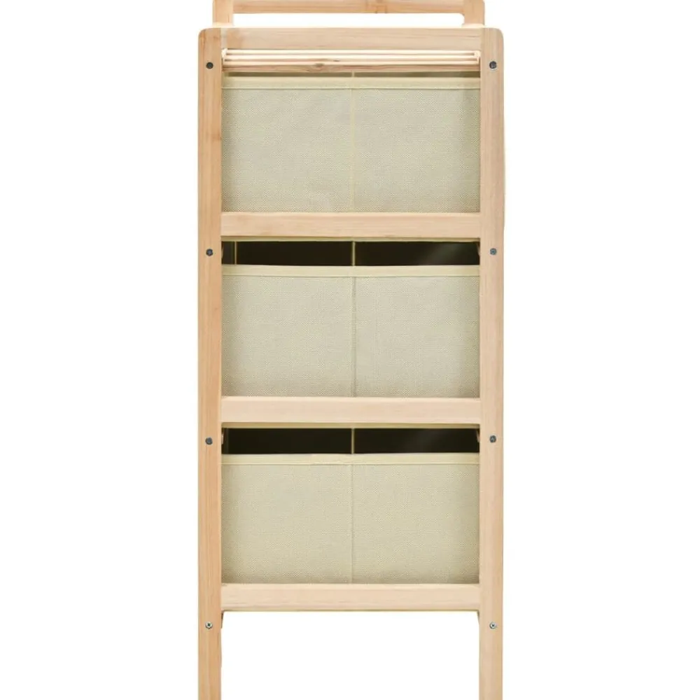 vidaXL Étagère de rangement 3 paniers Tissu Bois de cèdre Beige