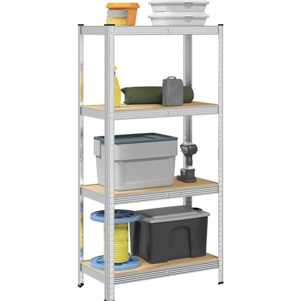 vidaXL Étagère de rangement 4 niveaux Acier et bois ingénierie