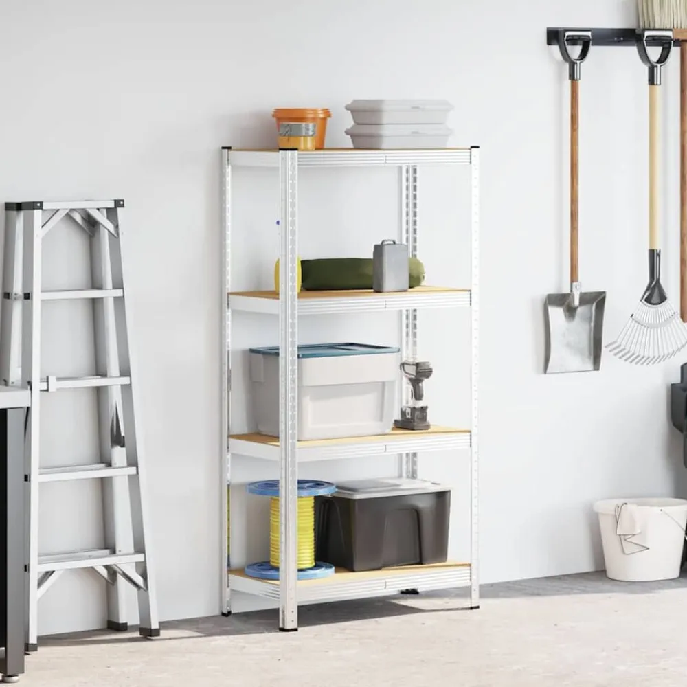 vidaXL Étagère de rangement 4 niveaux Acier et bois ingénierie
