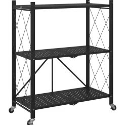 Outils-vidaXL Étagère de rangement sur roulettes Noir 71 x 34 x 88 cm Acier