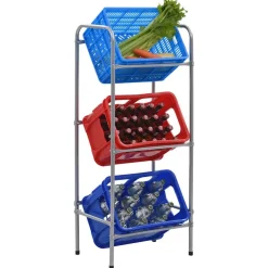 Stockage Industriel-vidaXL Étagère de rangement pour 3 caisses Argenté 50x33x116 cm Acier