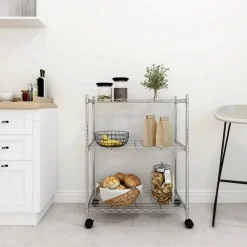 vidaXL Étagère de rangement 3 niveaux et roues 60x35x81cm 150kg