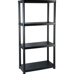 Stockage Industriel-vidaXL Étagère de rangement à 4 niveaux Noir 61x30,5x130 cm Plastique