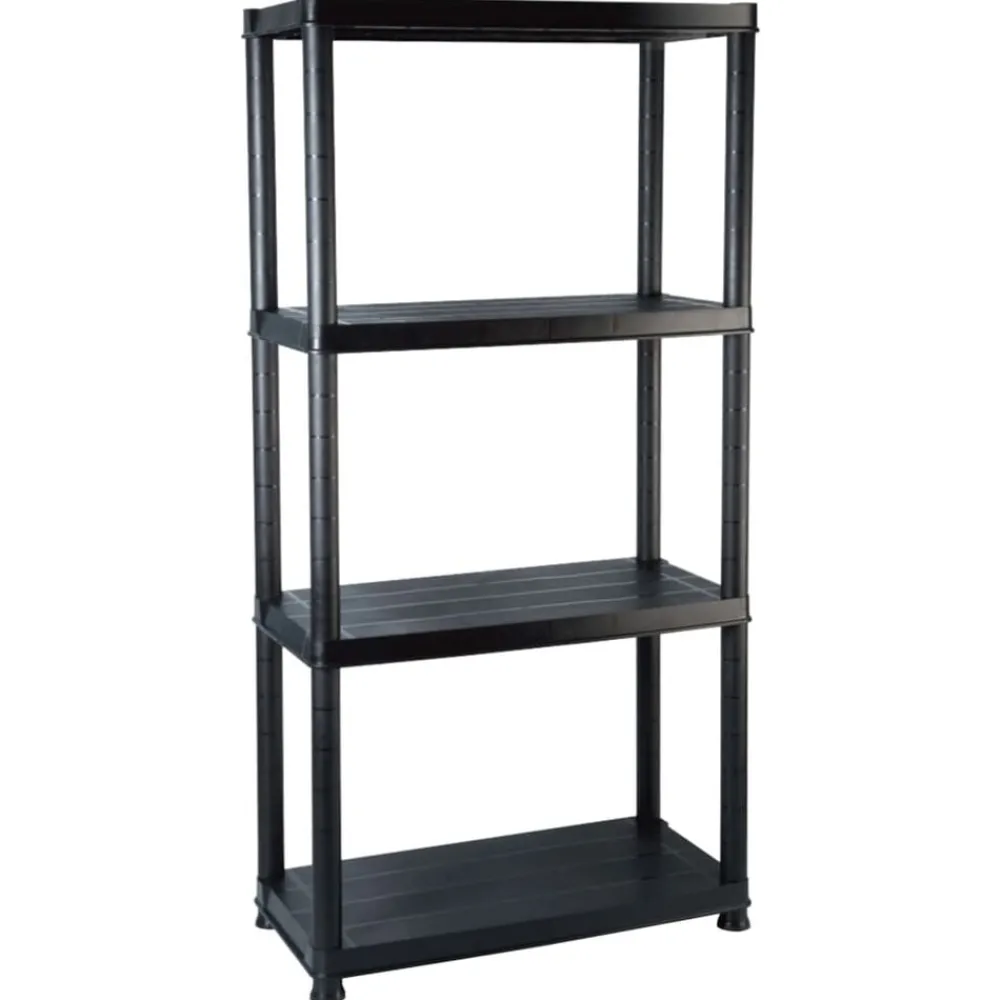 Stockage Industriel-vidaXL Étagère de rangement à 4 niveaux Noir 61x30,5x130 cm Plastique