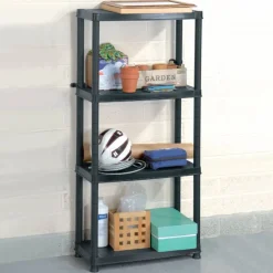 Stockage Industriel-vidaXL Étagère de rangement à 4 niveaux Noir 61x30,5x130 cm Plastique