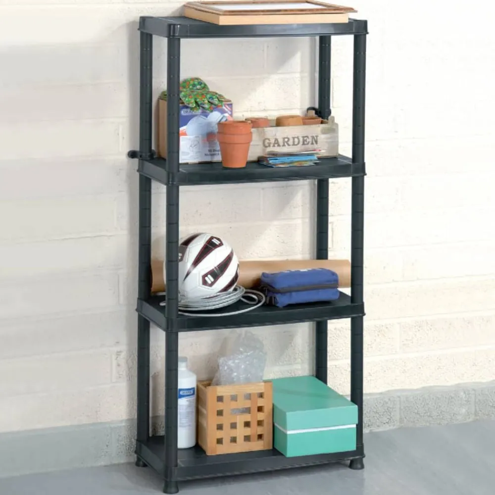 Stockage Industriel-vidaXL Étagère de rangement à 4 niveaux Noir 61x30,5x130 cm Plastique