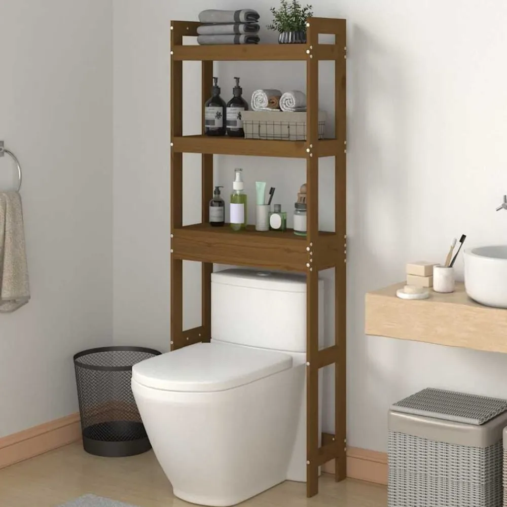 Accessoires De Salle De Bain-vidaXL Étagère de toilette 63x26x171 cm Bois de pin massif marron miel