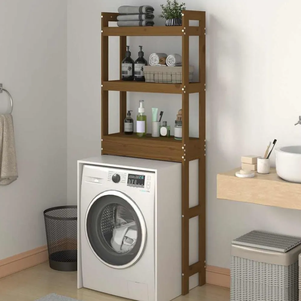 Accessoires De Salle De Bain-vidaXL Étagère de toilette 63x26x171 cm Bois de pin massif marron miel