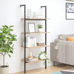 vidaXL Étagère inclinée à 4 niveaux et noir 64x35x152,5cm