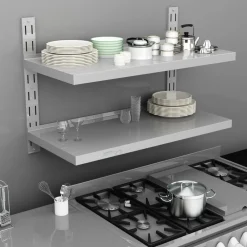 vidaXL Étagère murale à 2 niveaux Acier inoxydable 100x30 cm