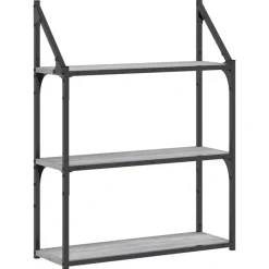 Étagères-vidaXL Étagère murale 3 niveaux 60x21x78,5 cm Sonoma gris