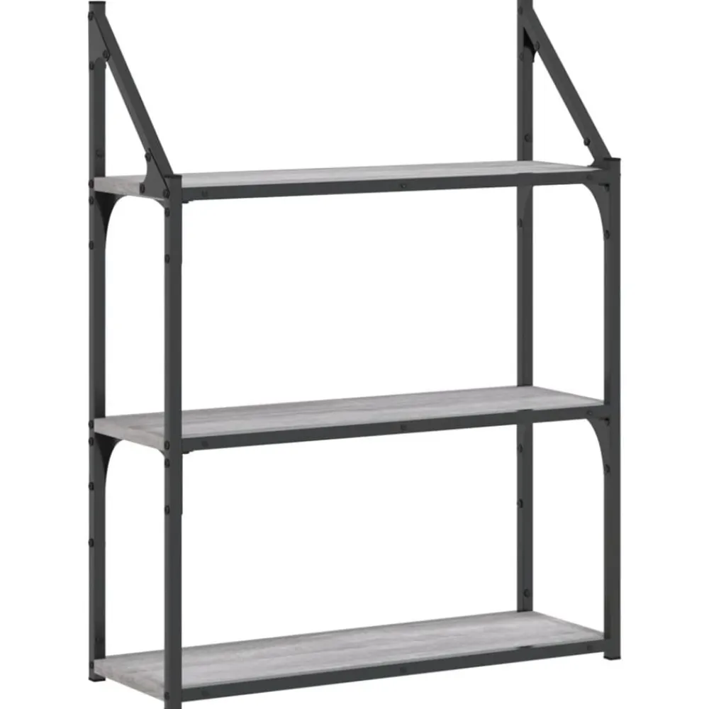 Étagères-vidaXL Étagère murale 3 niveaux 60x21x78,5 cm Sonoma gris