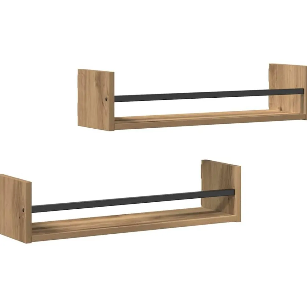 Étagères-vidaXL Étagère Murale 2 pcs Chêne artisanal 60 x 16 x 14 cm chêne artisanal