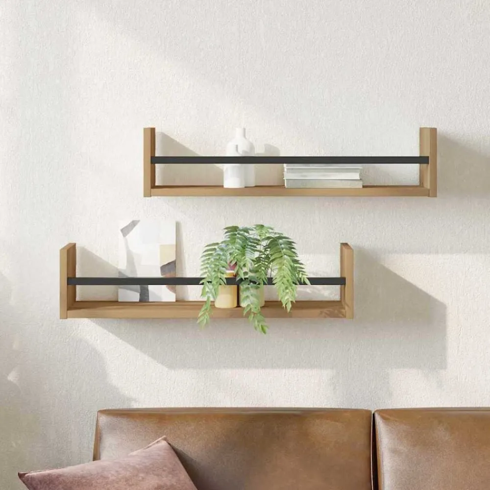Étagères-vidaXL Étagère Murale 2 pcs Chêne artisanal 60 x 16 x 14 cm chêne artisanal