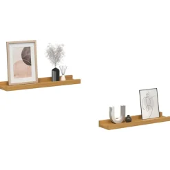Étagères-vidaXL Étagère Murale 2 pcs 40 x 9 x 3 cm Bois d'ingénierie Beige