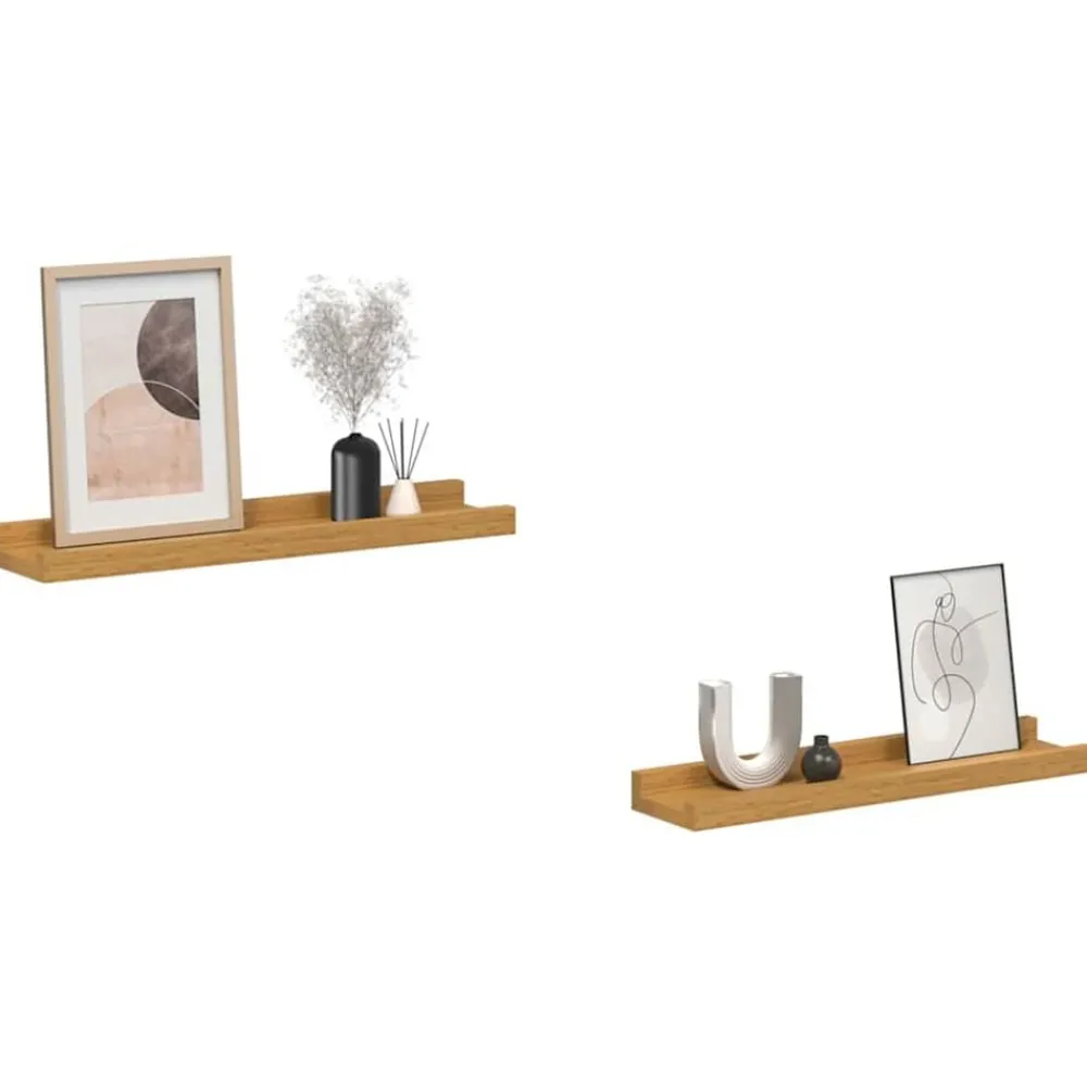 Étagères-vidaXL Étagère Murale 2 pcs 40 x 9 x 3 cm Bois d'ingénierie Beige