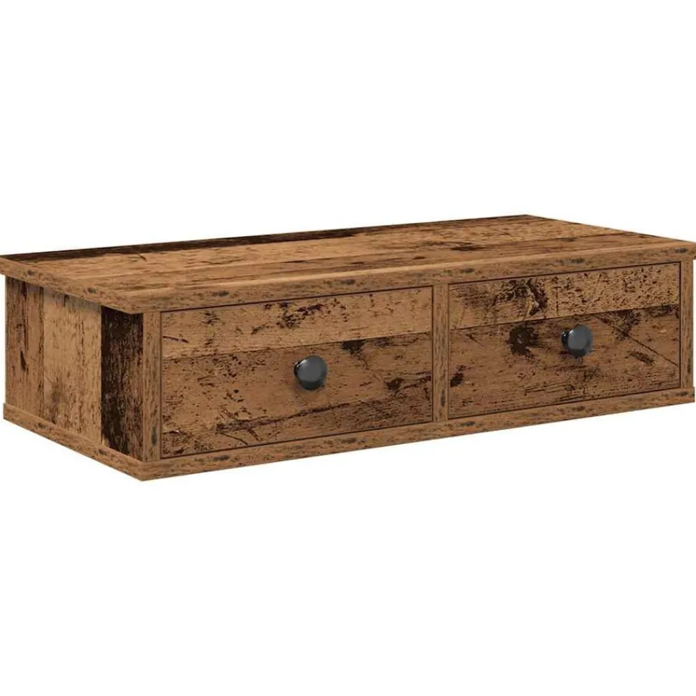 Étagères-vidaXL Étagère murale avec tiroirs bois d'ingénierie Vieux bois