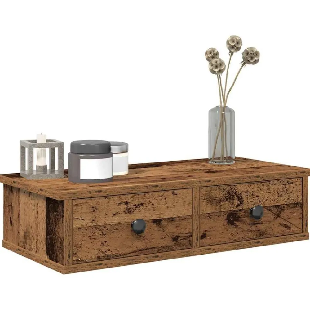 Étagères-vidaXL Étagère murale avec tiroirs bois d'ingénierie Vieux bois