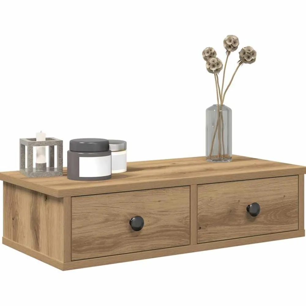 vidaXL Étagère murale avec tiroirs chêne artisanal bois d'ingénierie