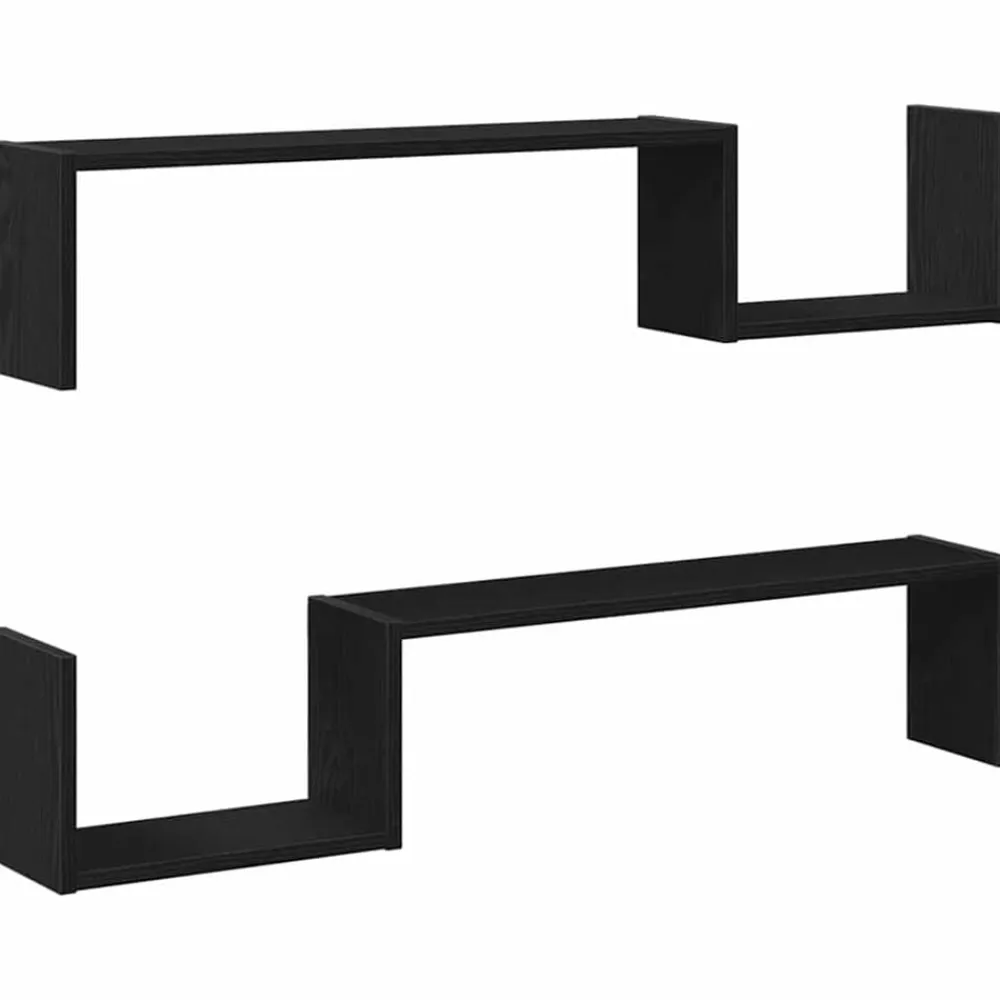 Étagères-vidaXL Étagère Murale avec étagère 2 pcs Chêne noir 100 x 15 x 20 cm Chêne noir