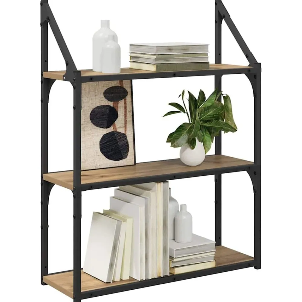 vidaXL Étagère Murale avec étagère Chêne artisanal 60 x 21 x 78,5 cm