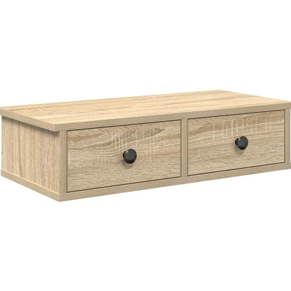 Étagères-vidaXL Étagère murale avec tiroirs chêne sonoma bois d'ingénierie Chêne sonoma