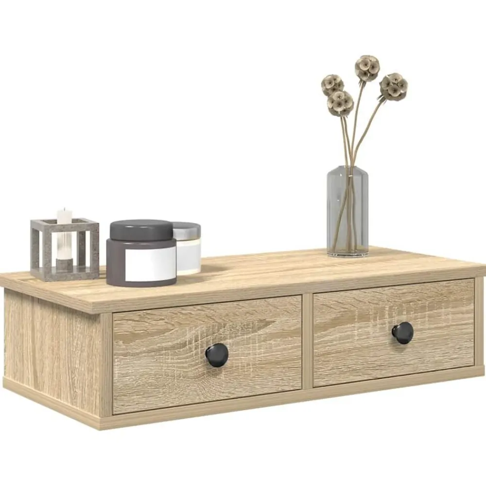 Étagères-vidaXL Étagère murale avec tiroirs chêne sonoma bois d'ingénierie Chêne sonoma