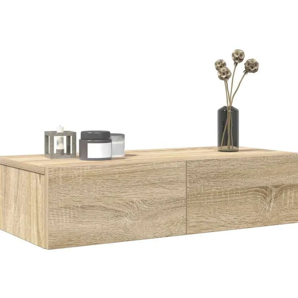 Étagères-vidaXL Étagère murale avec tiroirs chêne sonoma bois d'ingénierie Chêne sonoma