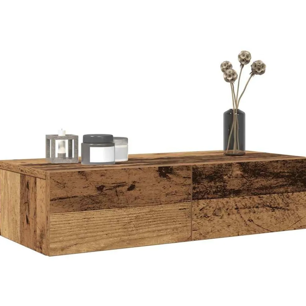 Étagères-vidaXL Étagère murale avec tiroirs bois d'ingénierie Vieux bois