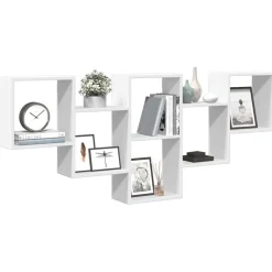Étagères-vidaXL Étagère murale 159x18x66 cm bois d'ingénierie Blanc